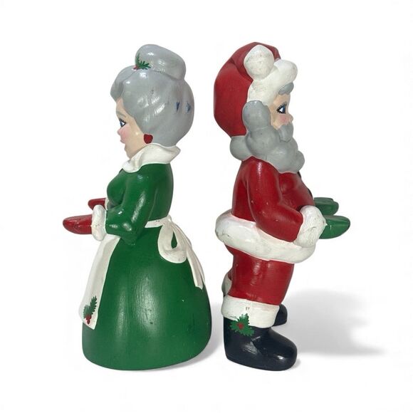 Vintage 60’s Jamar Mallory Ceramic Santa Mrs. Claus Figures Flat Tray Hands Set - Picture 8 of 11